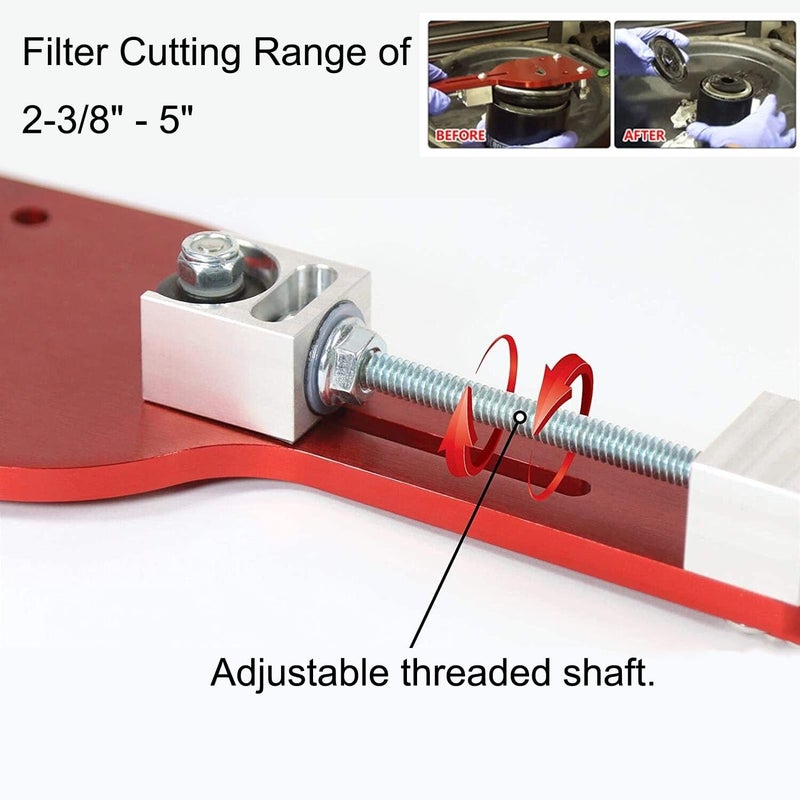 MOCW 77750 Oil Filter Cutter Billet Aluminum Universal Oil Filter Cutter Tool 2-3/8"" - 5"" Cutting Range - Image 5